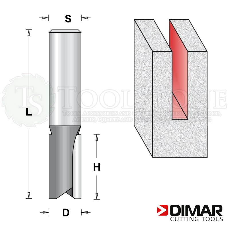 Фреза пазовая Dimar (Израиль) DMR276 твердосплавная, d=19 мм, В=50.8 мм, L=92 мм, Z2, S12