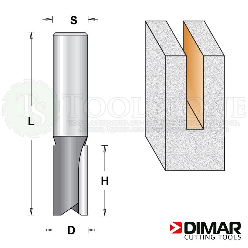 Фреза пазовая Dimar (Израиль) DMR205, монолитная, Ø2.5 мм, H=8 мм, L=48 мм, Z2, S6
