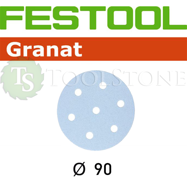 Шлифовальный материал Festool Granat 497370 STF D90/6 P220 GR/100, Ø90 мм, P220, 7 отв., 100 шт.