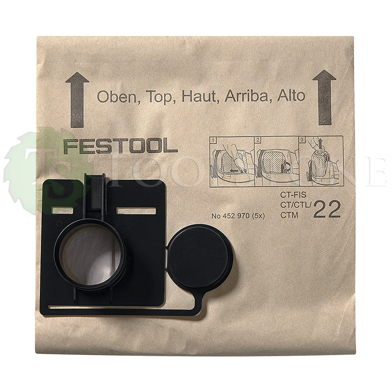 Мешок-пылесборник Festool FIS-CT 22/5 452970, бумажный одноразовый, упаковка 5 шт., для пылесосов серии CT/CTL/CTM 22
