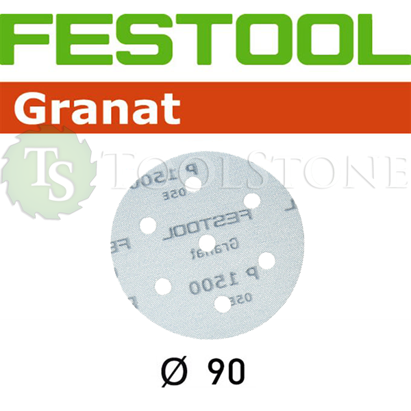 Шлифовальный материал на пленочной основе Festool Granat 498330 STF D90/6 P1500 GR/50, Ø90 мм, P1500, 7 отв., 50 шт.