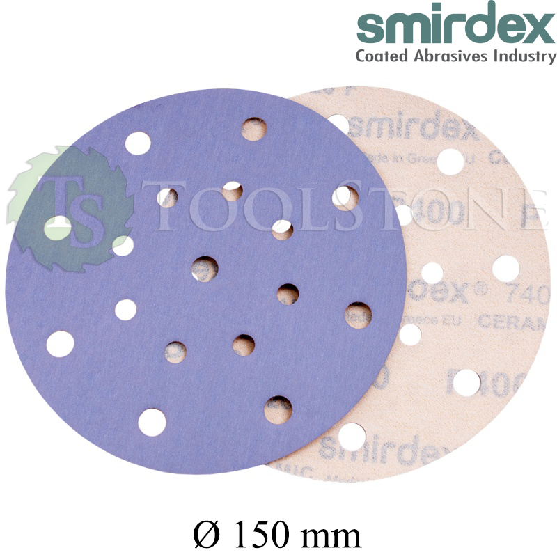 Шлифовальный материал Smirdex 740 Ceramic Ø150мм, P80, 17 отв., 100 шт. (арт.740411080)
