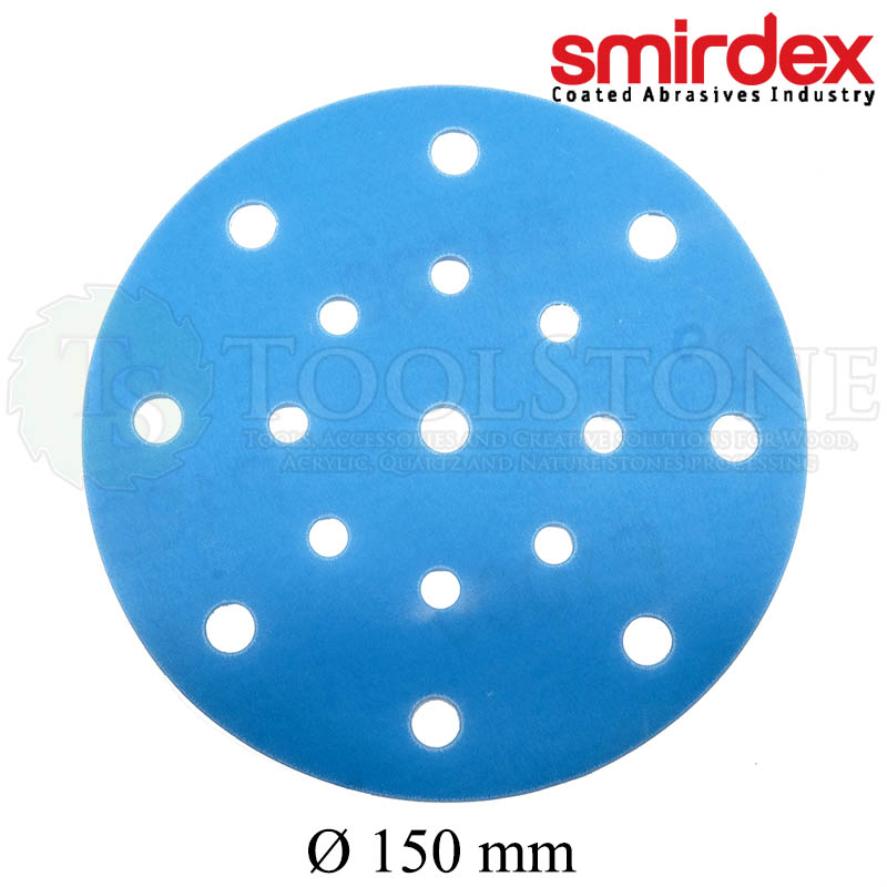 Шлифовальный материал Smirdex 830 Film Discs, Ø150 мм, P800, 17 отверстий, на пленочной основе (арт 830411800)